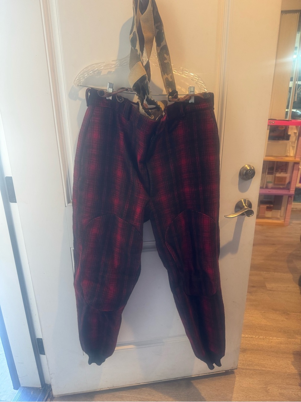 Woolrich Men's Red and Black Plaid Jogger Pants